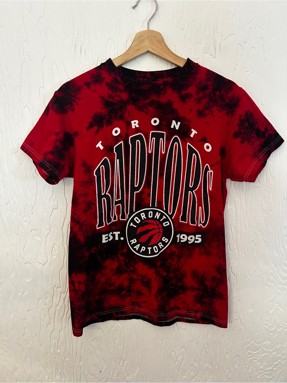 Toronto Raptors Tie Dye T-Shirt Men's Small Red Black Basketball 90s Style